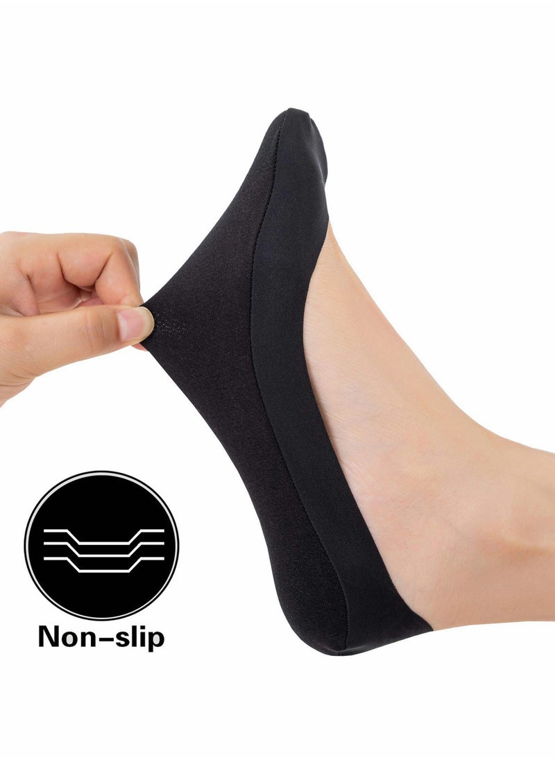Generic - Women Thin Socks Ice silk skin tone Cotton Nylon Low Cut Liner Non Slip hidden Invisible for Flats Boat Sneaker Womens No Show 2 Pack Skin Tone Black - Image 1
