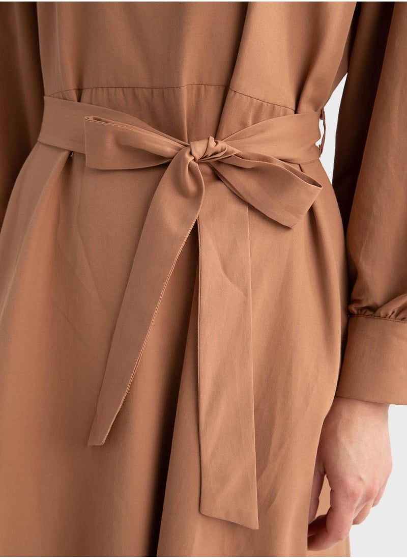 DeFacto - Puff Sleeve Belted Dress - Image 1
