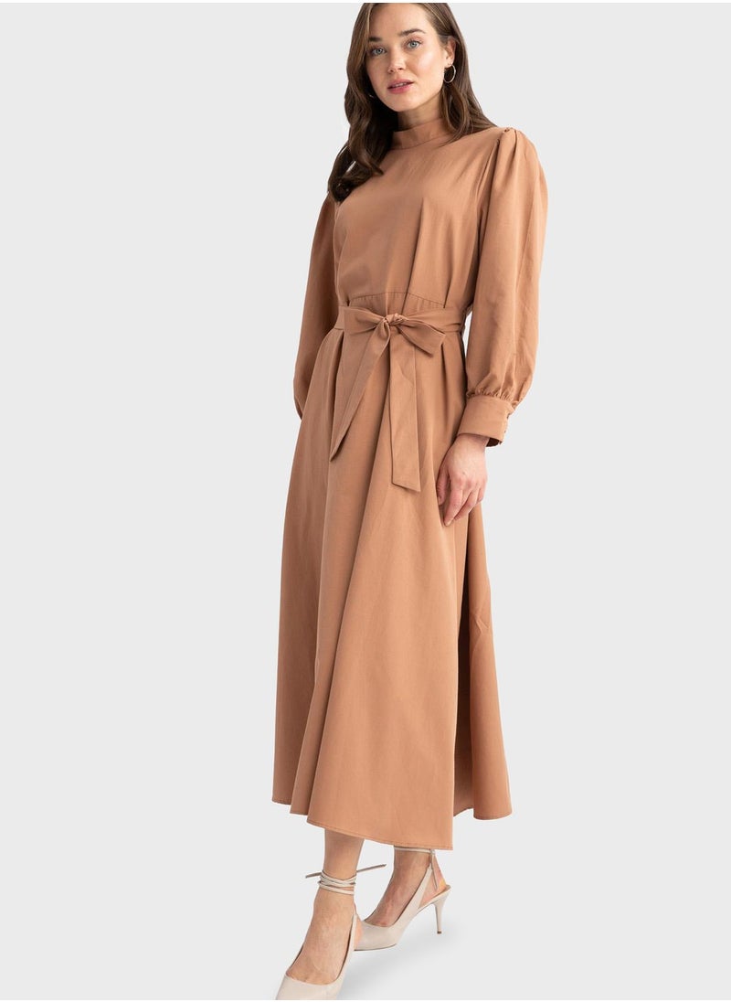 DeFacto - Puff Sleeve Belted Dress - Image 1