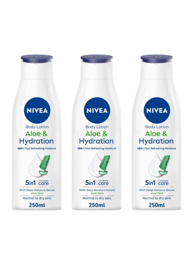 Nivea Body Lotion Moisturizer For Normal To Dry Skin  Aloe Vera Hydration Pack of 3 - Image 1