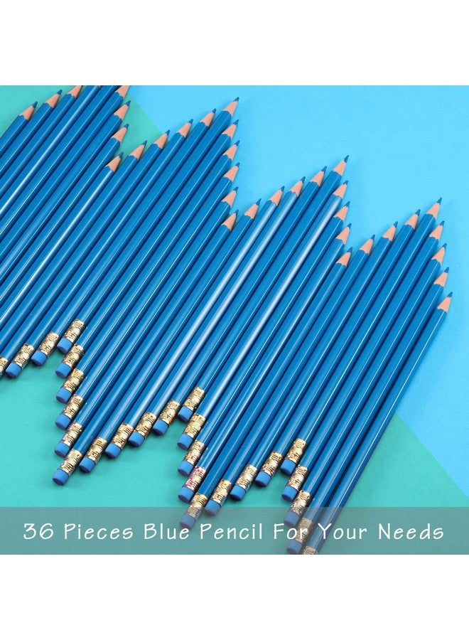 Zhanmai 36 Pieces Blue Pencils Checking Pencils Blue Colored Pencils #2 Hb With Eraser Pre Sharpened Pencils For Checking Map Coloring Tests Grading School Office Editing - Image 5