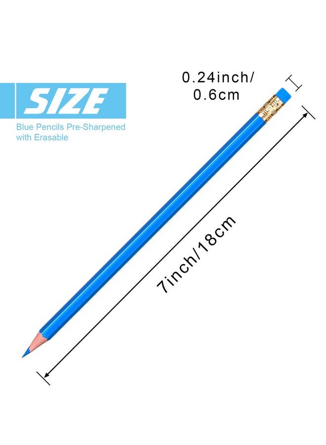 Zhanmai 36 Pieces Blue Pencils Checking Pencils Blue Colored Pencils #2 Hb With Eraser Pre Sharpened Pencils For Checking Map Coloring Tests Grading School Office Editing - Image 2