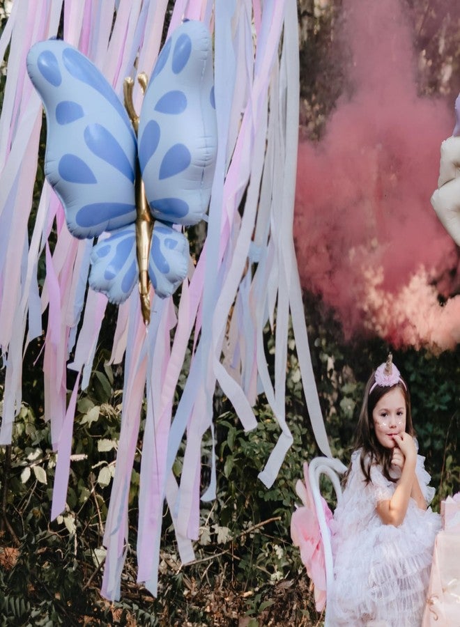 بارتي ديكو بالونات فويل على شكل فراشة من PartyDeco مقاس 27.2 × 27.2 بوصة من مادة مايلر الحشرات باللونين الأزرق والذهبي لحفلات أعياد الميلاد وحفلات استقبال المولود الجديد وديكور حفلات على شكل فراشة للفتيات - Image 5