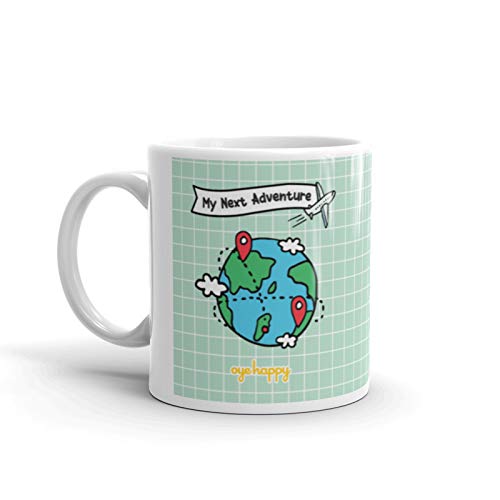 Oye Happy - Travel Addict Coffee Premium Mug - Best Gift for Travel Enthusiasts/Friends/Husband/Wife on Birthday/Friendship Day (Ceramic) (Microwavable) (330 ml) - Image 1