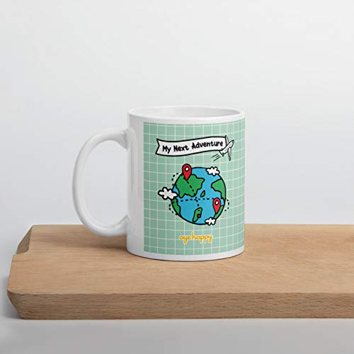 Oye Happy - Travel Addict Coffee Premium Mug - Best Gift for Travel Enthusiasts/Friends/Husband/Wife on Birthday/Friendship Day (Ceramic) (Microwavable) (330 ml) - Image 4