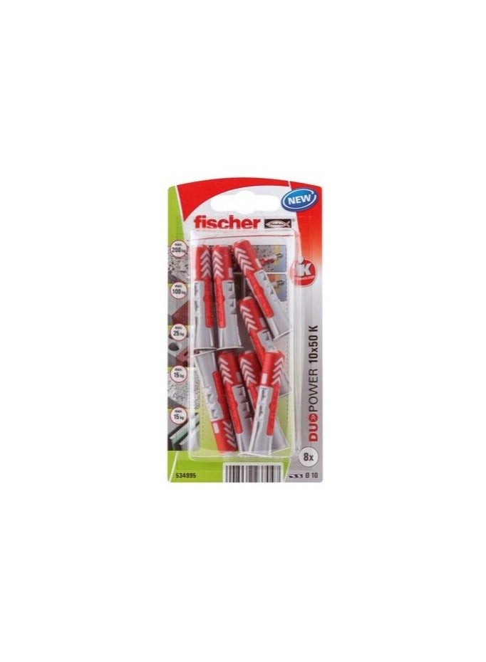 Fischer Universal Plug 10 x 50mm 8Pcs DUOPOWER 10X50