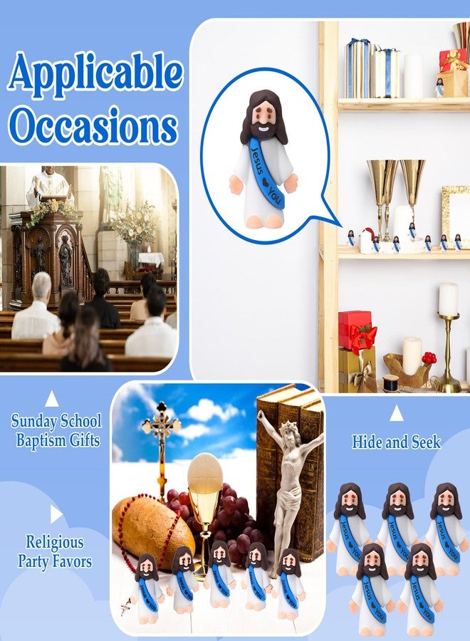 Bememo 25 Pcs Little Jesus Figures Original Design Jesus Love You Mini Rubber Toys to Hide and Seek Christmas Religious Party Favors Sunday School Baptism Gifts(Blue) - Image 5