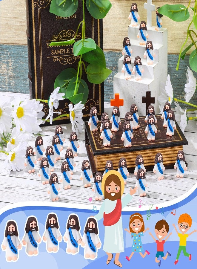 Bememo 25 Pcs Little Jesus Figures Original Design Jesus Love You Mini Rubber Toys to Hide and Seek Christmas Religious Party Favors Sunday School Baptism Gifts(Blue) - Image 3