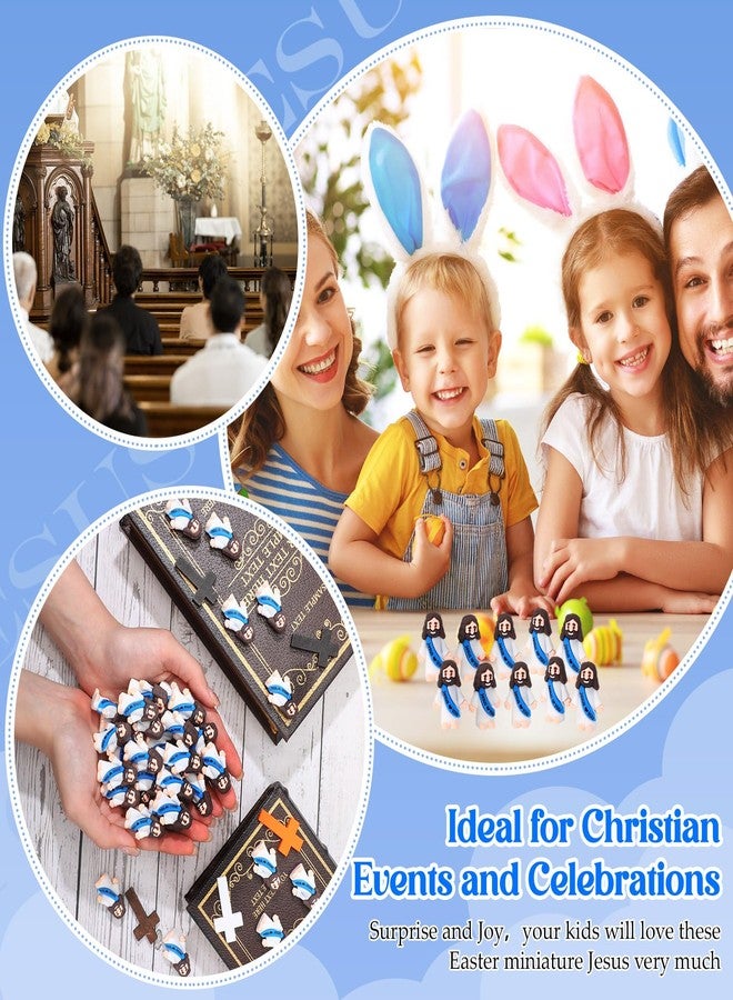 Bememo 25 Pcs Little Jesus Figures Original Design Jesus Love You Mini Rubber Toys to Hide and Seek Christmas Religious Party Favors Sunday School Baptism Gifts(Blue) - Image 4