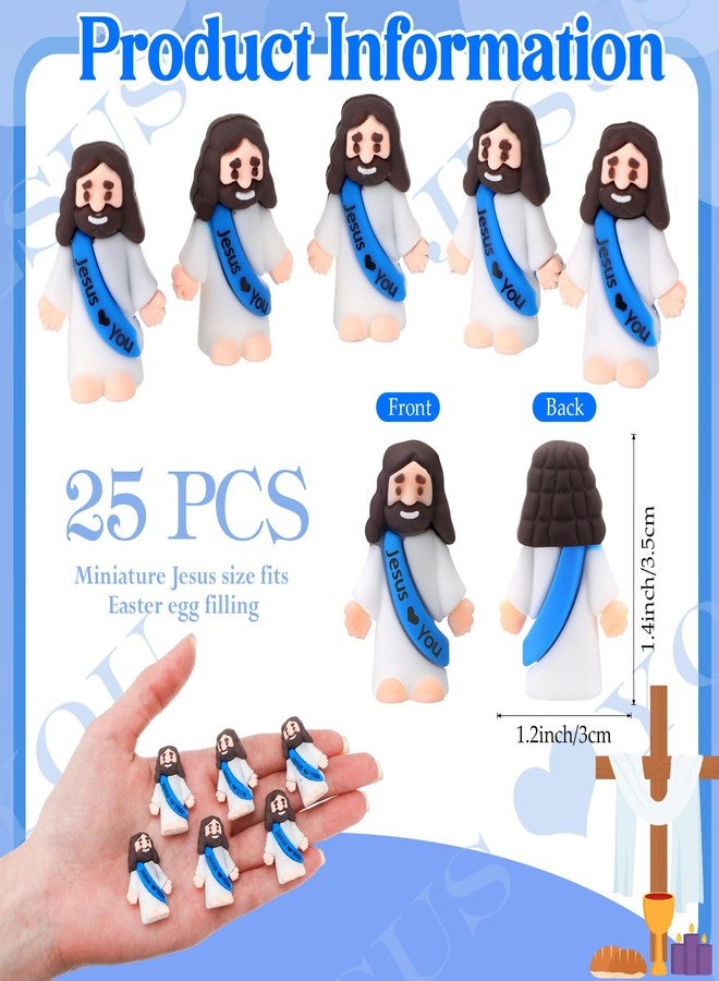 Bememo 25 Pcs Little Jesus Figures Original Design Jesus Love You Mini Rubber Toys to Hide and Seek Christmas Religious Party Favors Sunday School Baptism Gifts(Blue) - Image 2