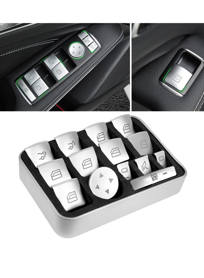 Captaintech Inner Door Power Window Switch Button Covers Trim Sticker, Replacement Compatible with Mercedes Benz A B C E G GLA CLA GLK GL ML GLE Class W204 W212 W246 W166 X166 X204, for Tesla Modle X S 14 PCS - Image 1