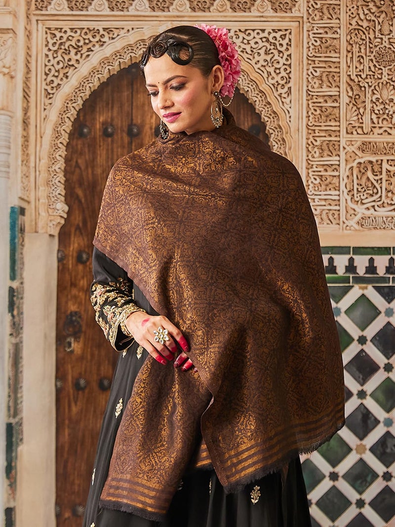 Pashmoda Women Chaman Reversible Fine Pashmina Wool Blend Stole, Shawl, Scarf, Heritage Kashmiri Pahsmina Stole, Evening Wrap (Size 28X80 inches) - Image 4