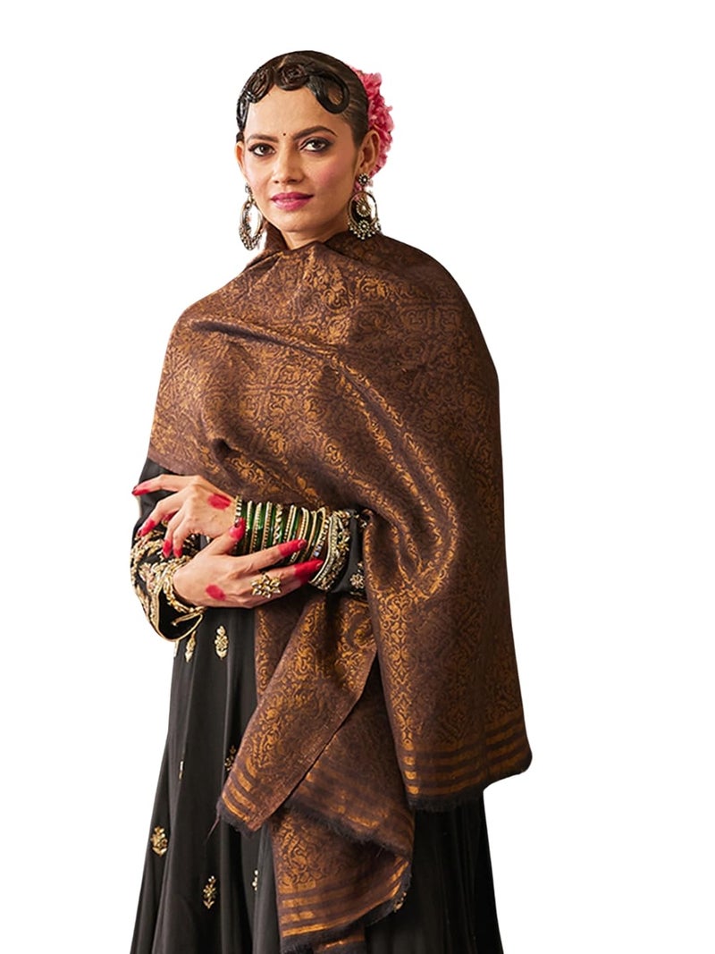 Pashmoda Women Chaman Reversible Fine Pashmina Wool Blend Stole, Shawl, Scarf, Heritage Kashmiri Pahsmina Stole, Evening Wrap (Size 28X80 inches) - Image 1