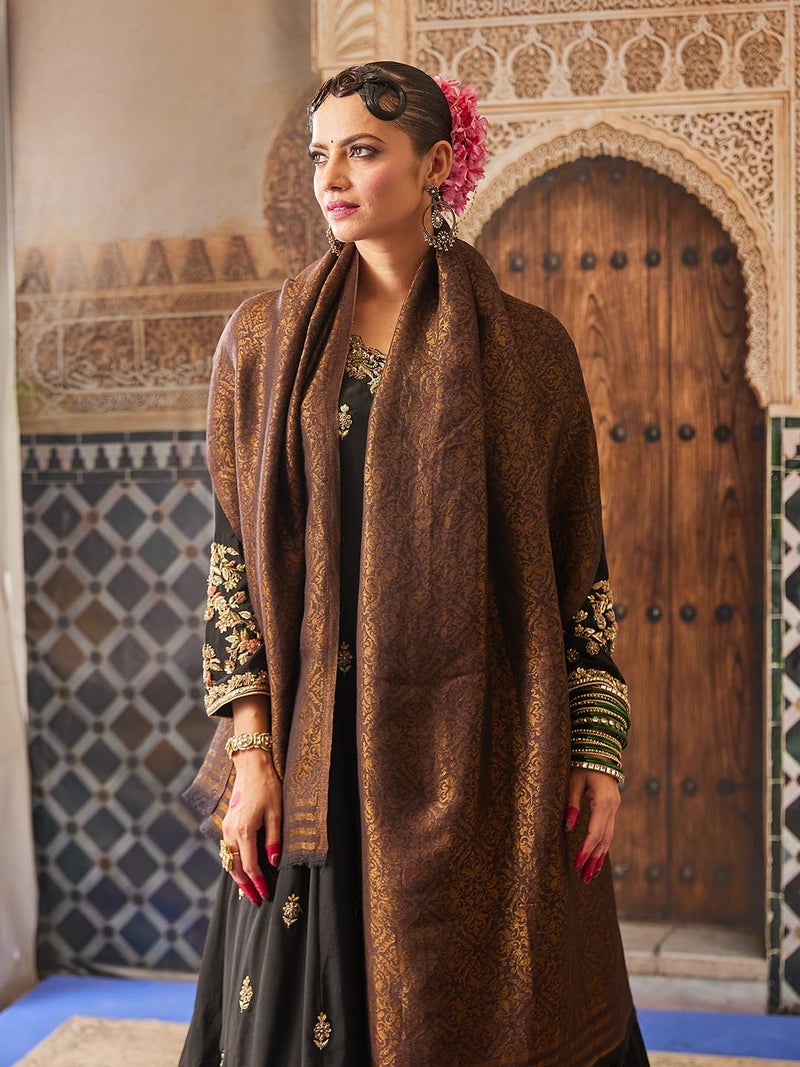 Pashmoda Women Chaman Reversible Fine Pashmina Wool Blend Stole, Shawl, Scarf, Heritage Kashmiri Pahsmina Stole, Evening Wrap (Size 28X80 inches) - Image 2