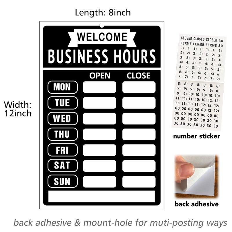 SnailGo Open Closed Signs Business Hours Sign Set for Window Door Open Signs for Business Hour Closed Open Flip Sign Store Resturant Bar Black - Image 3