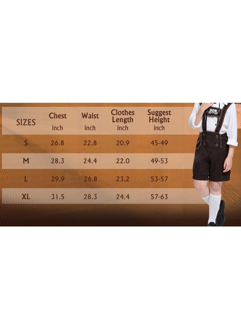 NIBEMINENT Oktoberfest Costume Bavarian Toddler Kids Uniform Lederhosen Shorts with Shirt and Hat - Image 2