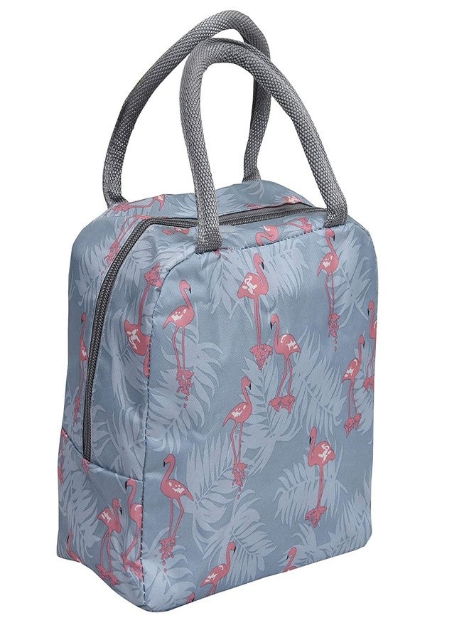 MYZON PAVITR Shop Reusable Insulated Cooler Cute Lunch Bags for Women & Men Pack It Freezable Fashionable Work Picnic or Travel Camping Outdoor Picnic (Grey Flamingo) - Image 1