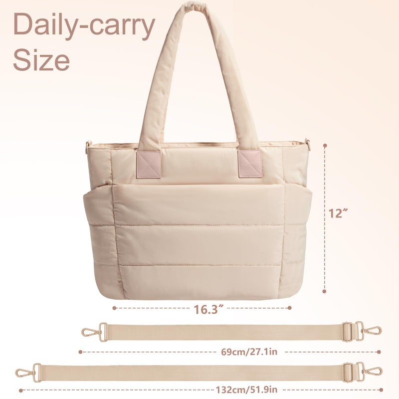 GASSDA Tote Bag for Women Lightweight Puffer Tote Bag Large Nurse Bags Handbag with Pockets Zipper Closure for Work Travel - Image 4