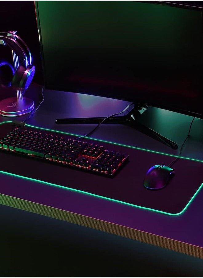 Generic - Gaming Mouse Pad ，Large LED Gaming Mouse Mat with Custom Design Stitched Edges，800 x 300 x 4mm XXL - Image 1