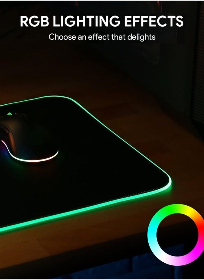 Generic - Gaming Mouse Pad ，Large LED Gaming Mouse Mat with Custom Design Stitched Edges，800 x 300 x 4mm XXL - Image 1