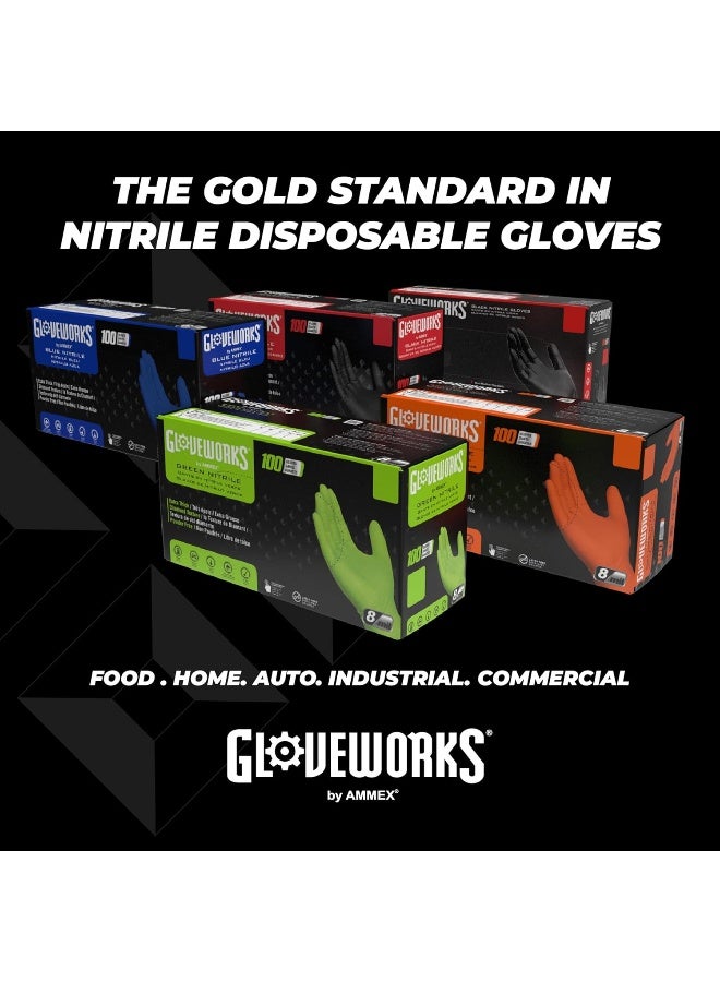 GLOVEWORKS قفازات غلووركس HD نيتريل خضراء صناعية قابلة للتصرف، 8 مل، خالية من اللاتكس، بنمط ماسي مرتفع، كبيرة جداً، علبة من 100 - Image 4