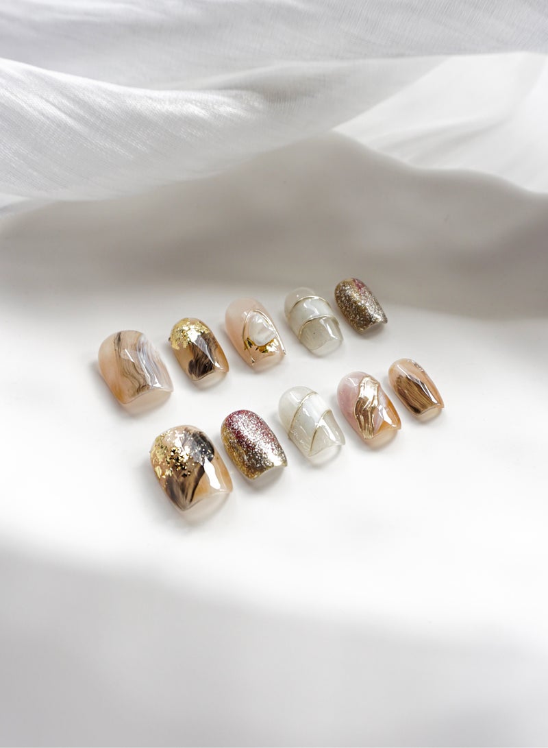 Artist Design/3D Abstract Dreamscape (Handmade)/Press On nails/Luxury Hand Painted/Squoval/10 PCS/S Size - Image 1