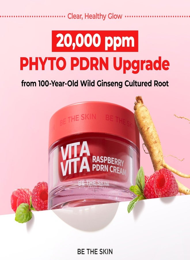 BE THE SKIN Vita Vita Raspberry PDRN Cream - Korean Face Moisturizer for Dull Uneven Skin - Firming, Radiance with Niacinamide 20000ppm Vitamin C Glutathione - Vegan K-Beauty, 1.76 oz. - Image 2