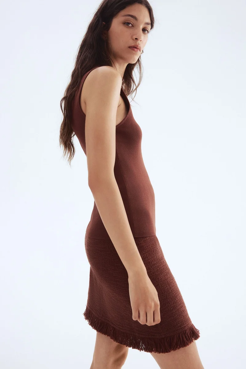 H&M Fringed bouclé skirt