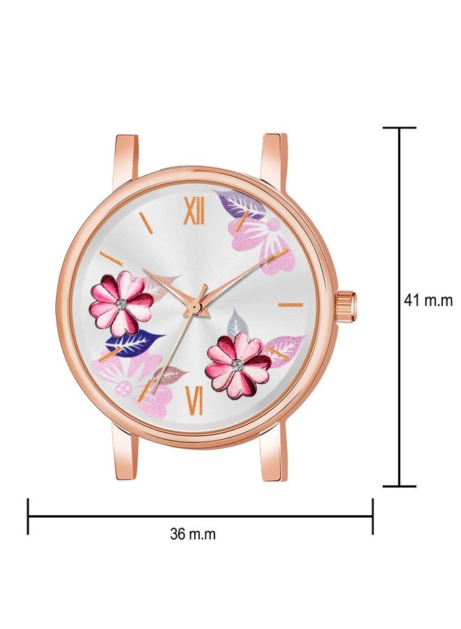 The Shopoholic Analog Flowered Dial Peach Colour Leather Strap Watch for Womens and Girls - Image 4