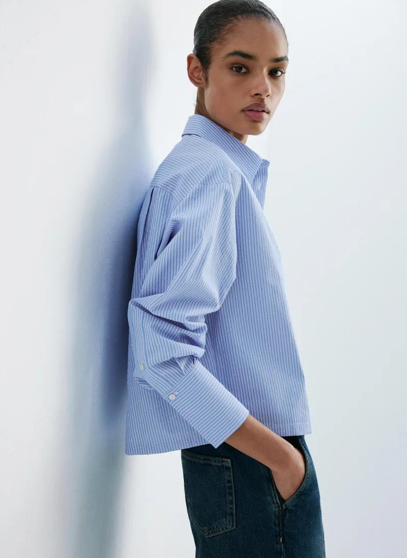 مانجو Striped Shirt With Strass