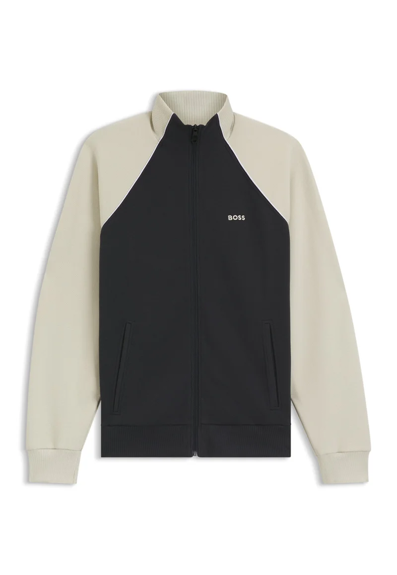 BOSS Cotton-blend sweatshirt with contrast piping