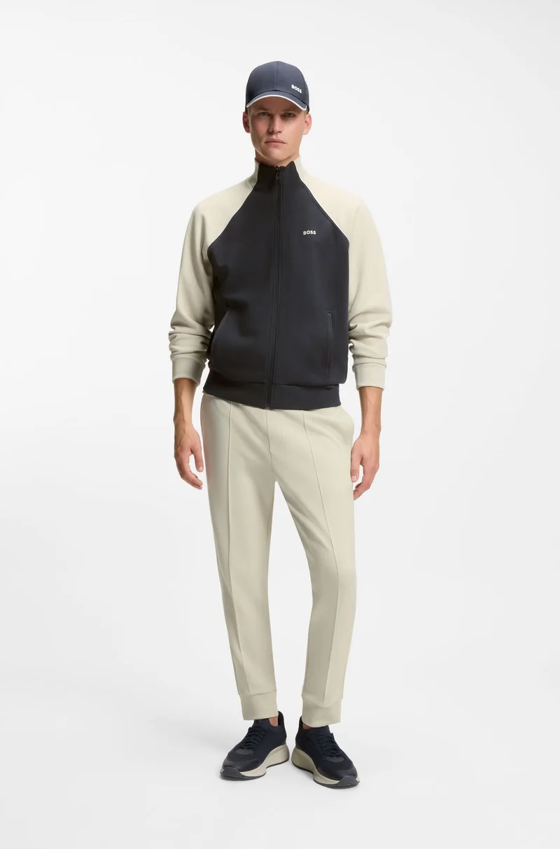 BOSS Cotton-blend sweatshirt with contrast piping