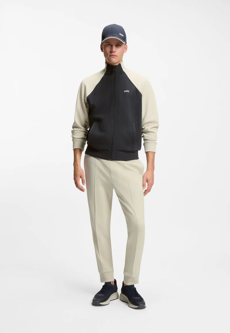 BOSS Dark Blue Cotton-blend sweatshirt with contrast piping for Men | Best Price UAE