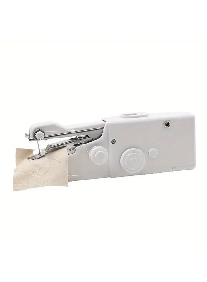 White Portable Electric Hand Sewing Machine Battery Powered Compact For Home Travel - Image 1