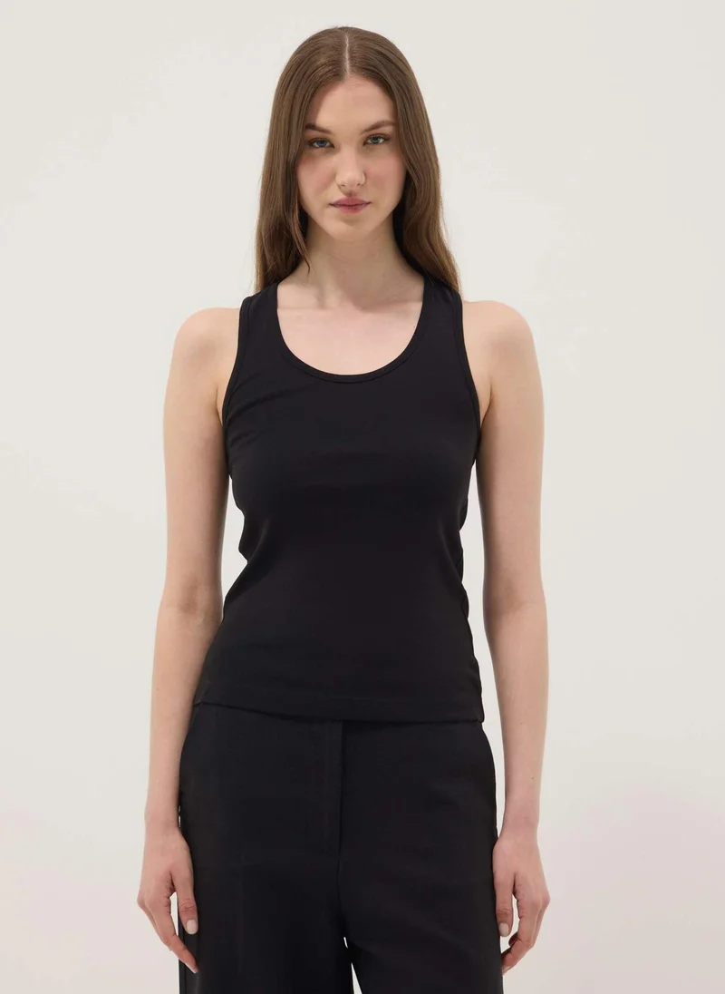 Ovs OVS Black Pure Cotton Tank Top