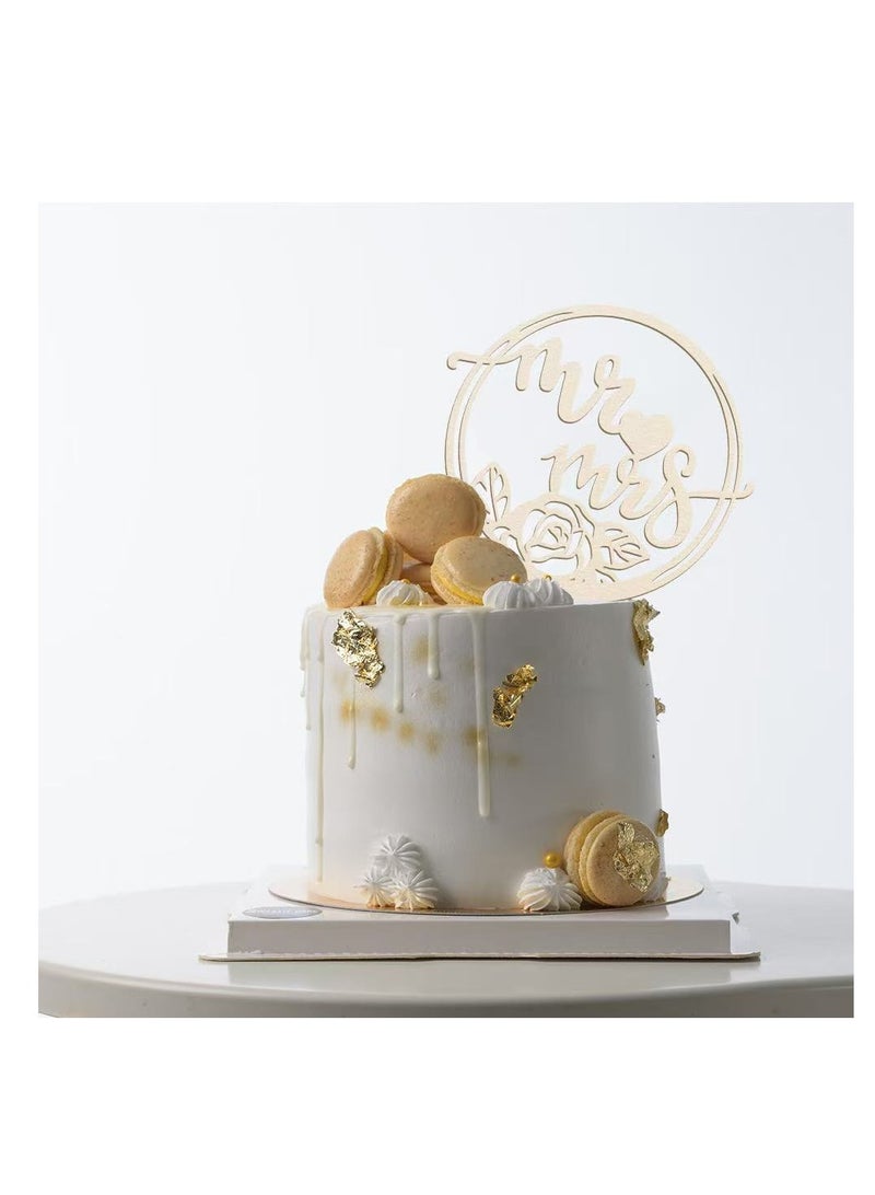 Wooden Cake Insert Mr Mrs Party Wedding Decoration Baking Cake Insert Flag  - Image 3