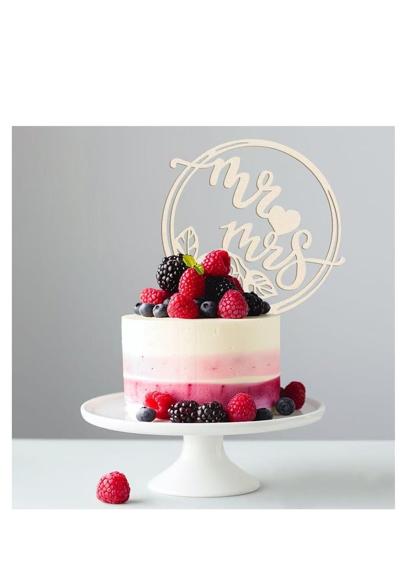 Wooden Cake Insert Mr Mrs Party Wedding Decoration Baking Cake Insert Flag  - Image 4