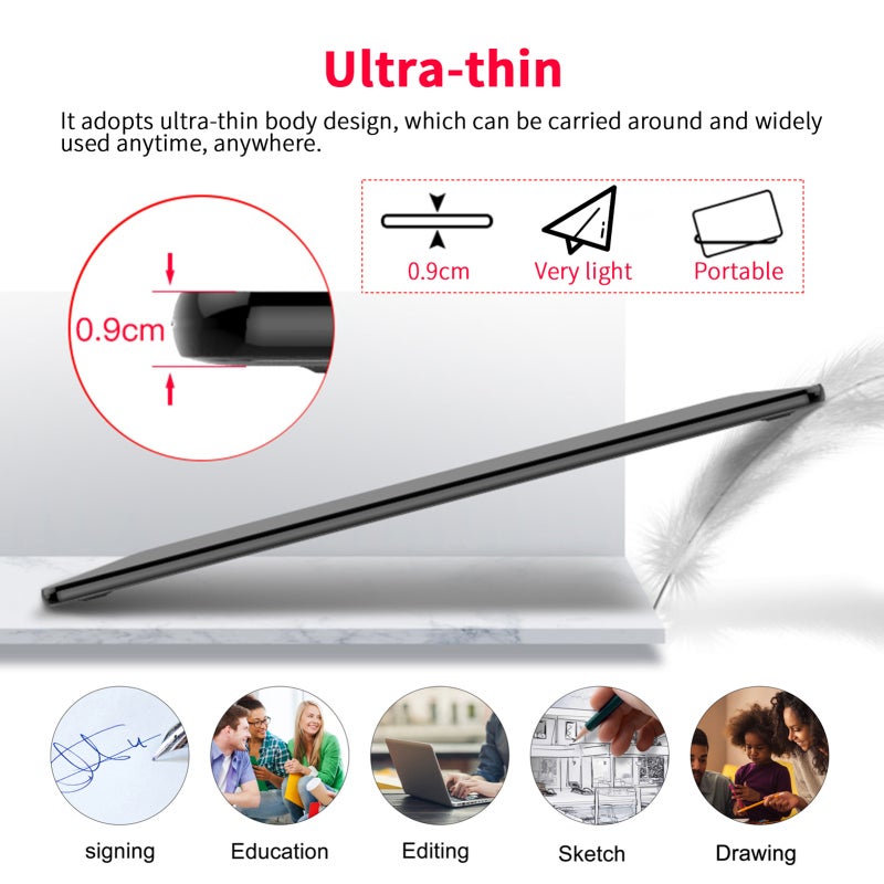 Pen Tablet 10*6 Inch Blue - 12 Customizable Hotkeys For Blind Operation Battery-Free 8192 Level Pressure Pen Type-C Interface For Digital Art Animation Illustration Costume Design Android Windows Mac - Image 2