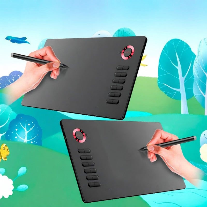 Pen Tablet 10*6 Inch Blue - 12 Customizable Hotkeys For Blind Operation Battery-Free 8192 Level Pressure Pen Type-C Interface For Digital Art Animation Illustration Costume Design Android Windows Mac - Image 5