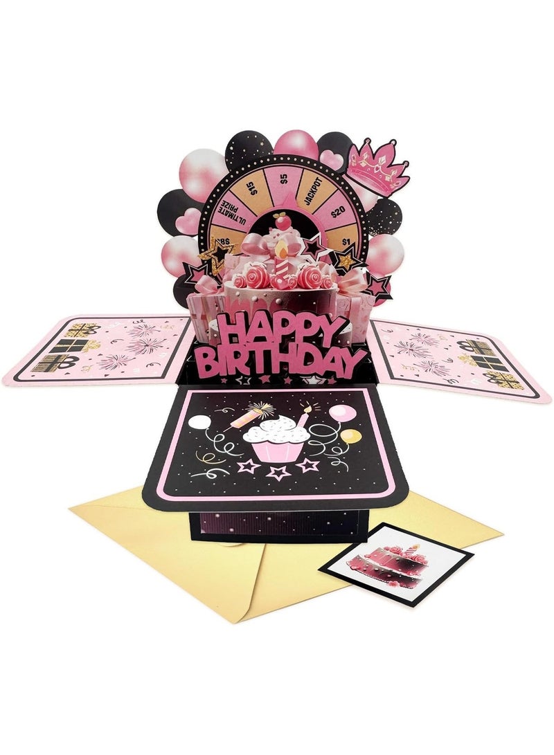 Bukela Pop Up 18th Birthday Card, Handmade Happy Birthday Pop Up Greeting Cards Gift with Envelope and Blank Insert, Spinning Wheel Design, 18 Year Old Teens, Girls, Daughter - Image 1