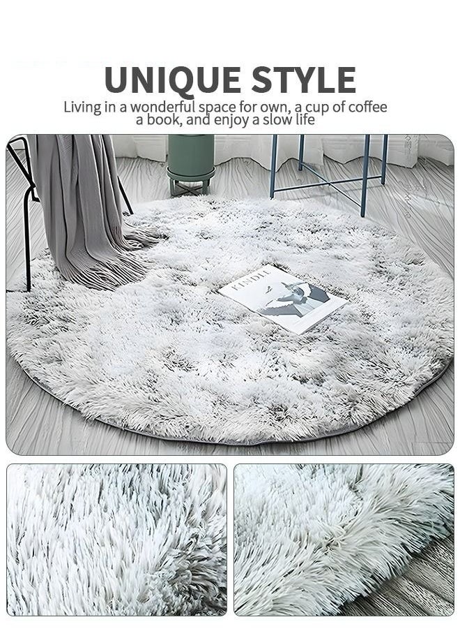 Modern Fluffy Circular Rug for Bedroom and Nursery - Soft Round Area Mat, Fuzzy Plush Carpet, 1M*1M