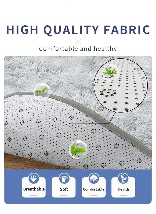Modern Fluffy Circular Rug for Bedroom and Nursery - Soft Round Area Mat, Fuzzy Plush Carpet, 1M*1M