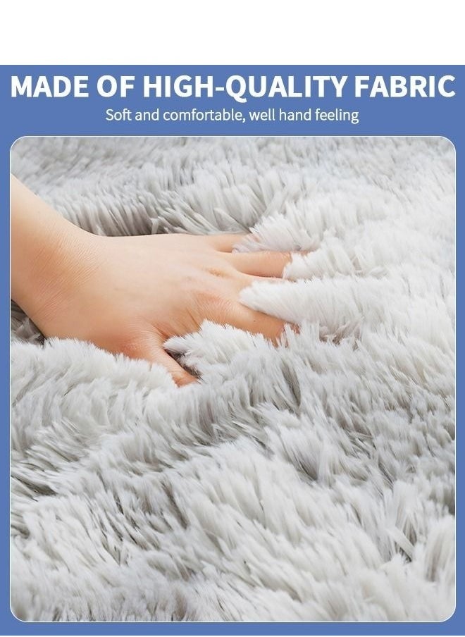 Modern Fluffy Circular Rug for Bedroom and Nursery - Soft Round Area Mat, Fuzzy Plush Carpet, 1M*1M