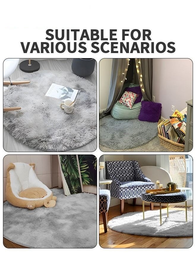 Modern Fluffy Circular Rug for Bedroom and Nursery - Soft Round Area Mat, Fuzzy Plush Carpet, 1M*1M
