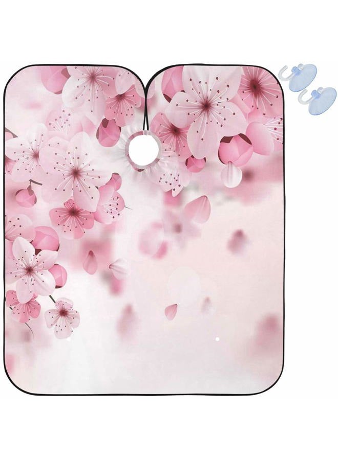 visesunny Barber Cape Pink Cherry Blossom Polyester Hair Cutting Salon Cape Apron Anti-Static Haircut Water-Resistant Shaving Cloth Beard Shaving Bib Hairdressing Cape - Image 1