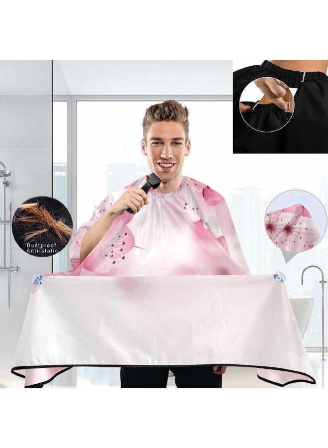 visesunny Barber Cape Pink Cherry Blossom Polyester Hair Cutting Salon Cape Apron Anti-Static Haircut Water-Resistant Shaving Cloth Beard Shaving Bib Hairdressing Cape - Image 3