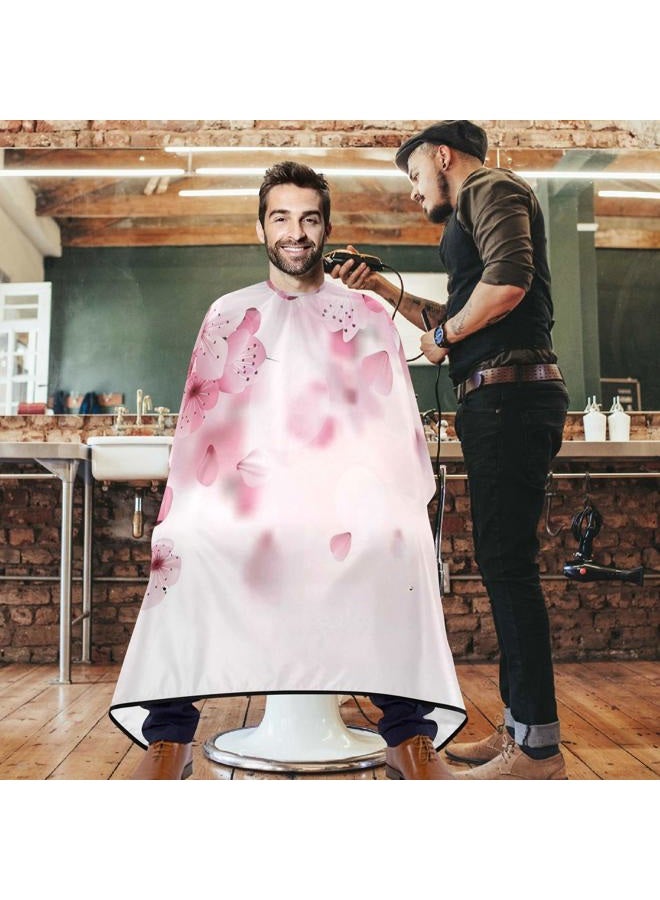 visesunny Barber Cape Pink Cherry Blossom Polyester Hair Cutting Salon Cape Apron Anti-Static Haircut Water-Resistant Shaving Cloth Beard Shaving Bib Hairdressing Cape - Image 2