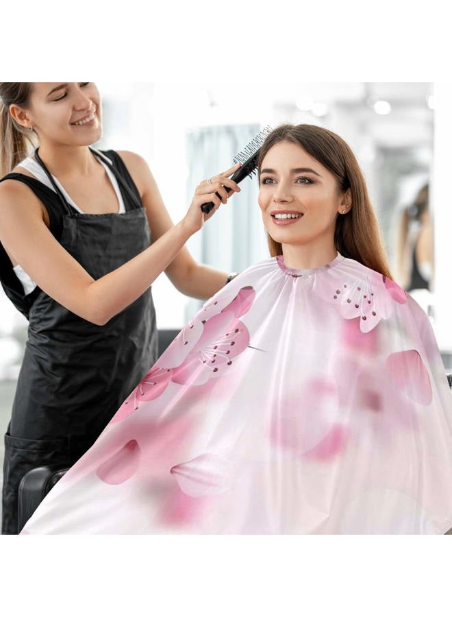 visesunny Barber Cape Pink Cherry Blossom Polyester Hair Cutting Salon Cape Apron Anti-Static Haircut Water-Resistant Shaving Cloth Beard Shaving Bib Hairdressing Cape - Image 4