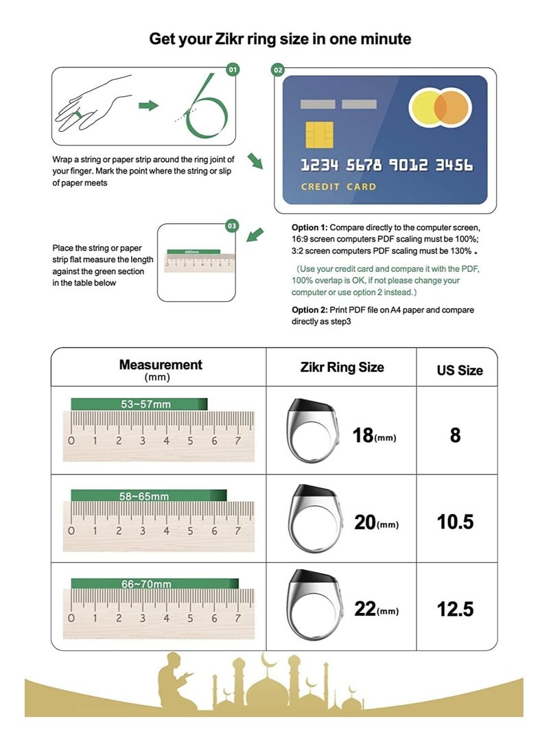 BSTWSH Smart Tasbih Zikr Ring, Muslim Prayer, Prayer timing reminder, OLED display, Tasbih Counter, Smart Ring, Wearable Technology, Waterproof 22 mm  - Image 5