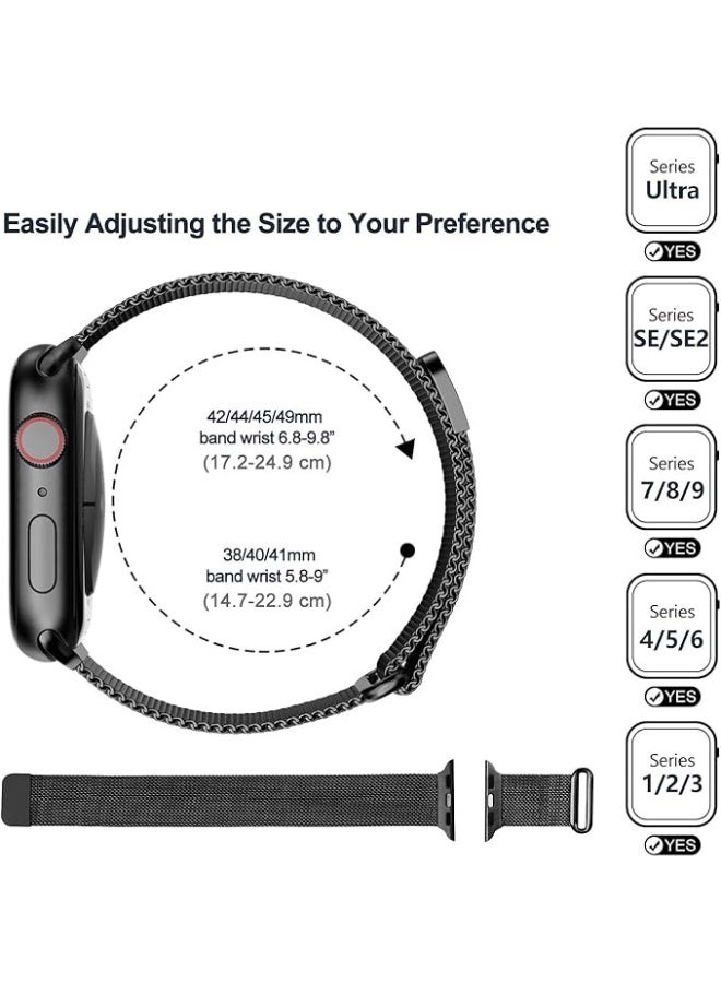 Milanese Mesh Loop Compatible with Apple Watch Bands  41mm, 40mm, 38mm for Men Women, Premium Edition 2/1 version iWatch series 10, 9, 8, 7, 6, 5, 4, 3, 2, 1, SE version, SE2 version. - Image 3